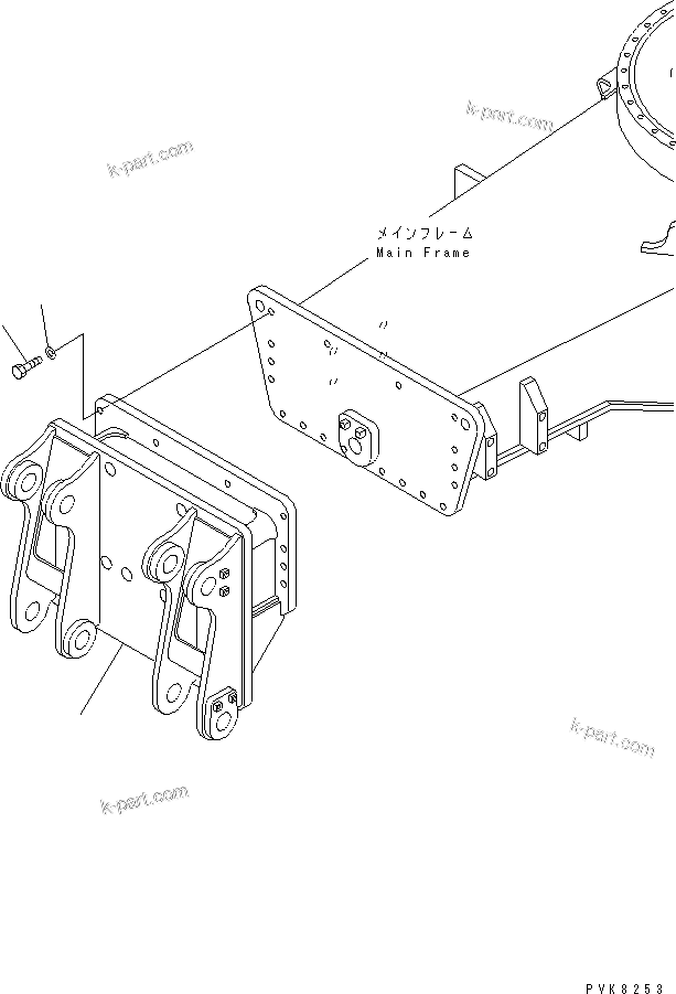Komatsu parts book diagram for PW150ES-6K S/N K30001-UP: FRONT FRAME (FOR FRONT DOZER)