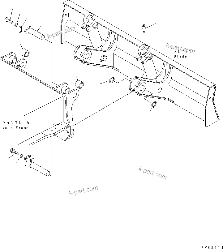 Komatsu parts book diagram for PW150ES-6K S/N K30001-UP: MOUNT PIN (FOR REAR DOZER)