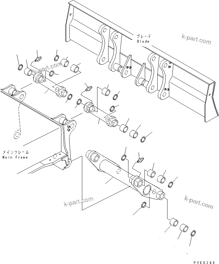 Komatsu parts book diagram for PW150ES-6K S/N K30001-UP: PARALLEL LINK (FOR REAR PARALLEL LINK DOZER)