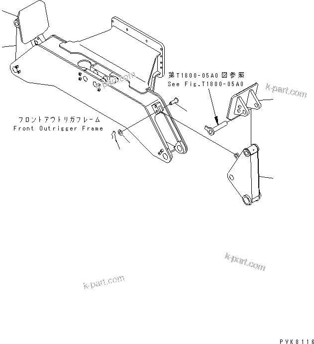 Komatsu parts book diagram for PW150ES-6K S/N K30001-UP: LEG (FOR FRONT OUTRIGGER)