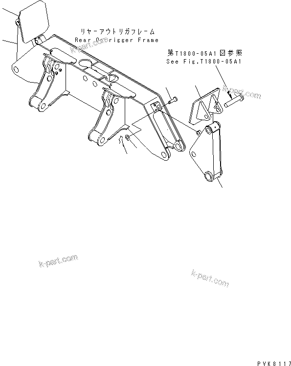 Komatsu parts book diagram for PW150ES-6K S/N K30001-UP: LEG (FOR REAR OUTRIGGER)