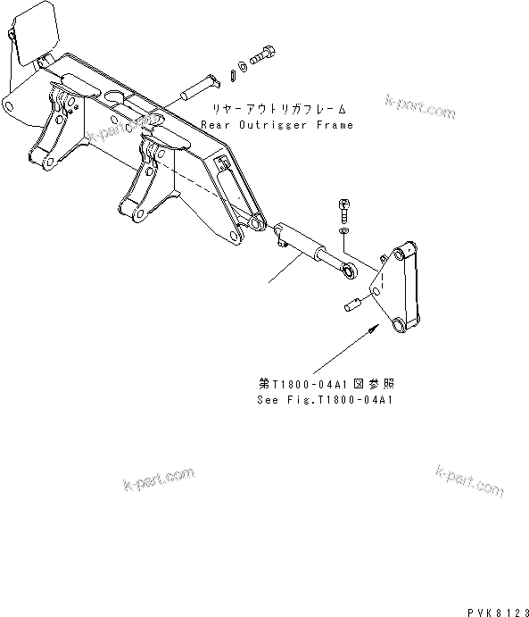 Komatsu parts book diagram for PW150ES-6K S/N K30001-UP: OUTRIGGER CYLINDER (FOR REAR OUTRIGGER)