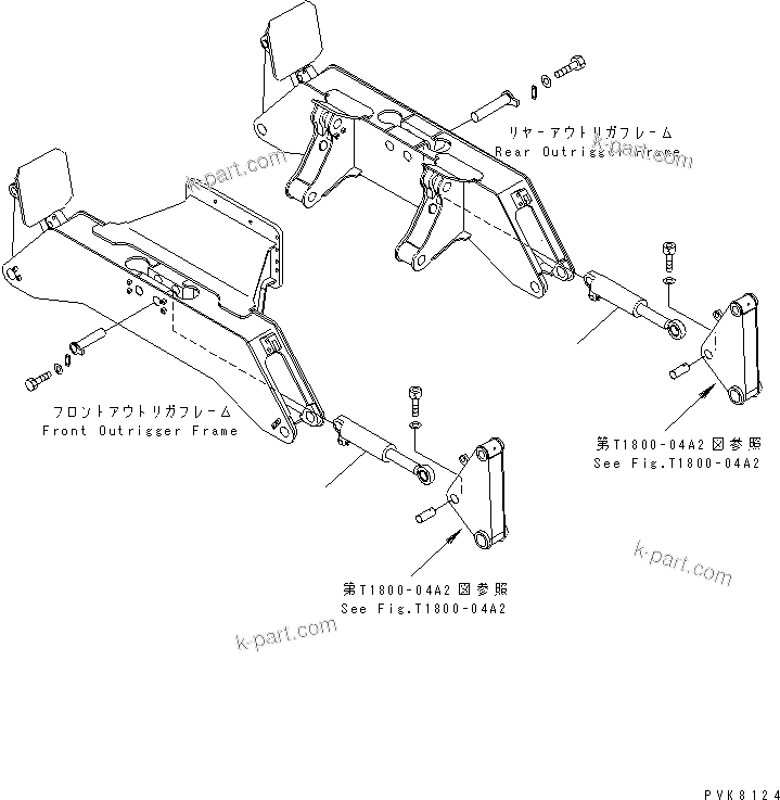 Komatsu parts book diagram for PW150ES-6K S/N K30001-UP: OUTRIGGER CYLINDER (FOR FOUR OUTRIGGER)