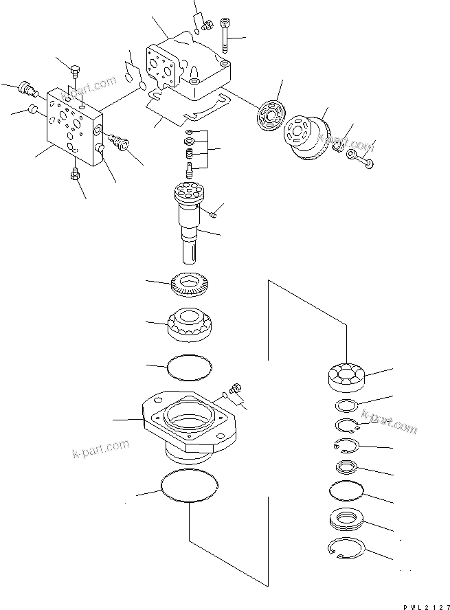 Komatsu parts book diagram for PW150ES-6K S/N K30001-UP: SWING MOTOR(#K30135-)