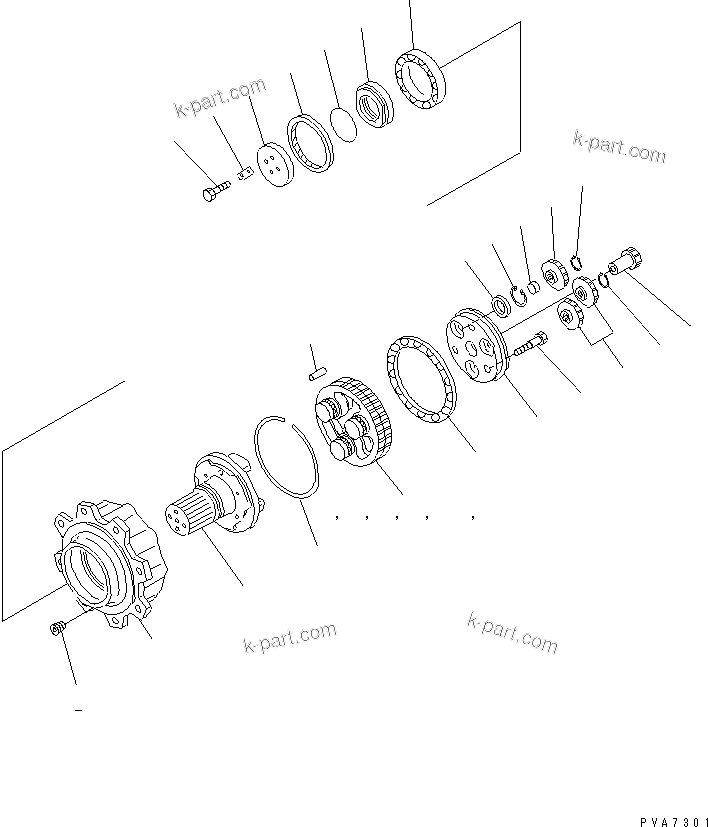 Komatsu parts book diagram for PW150ES-6K S/N K30001-UP: SWING MOTOR (INNER PARTS) (1/3) (FOR ROTARY ARM)