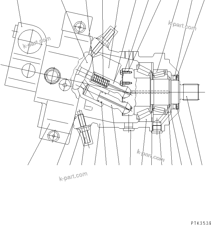 Komatsu parts book diagram for PW150ES-6K S/N K30001-UP: TRAVEL MOTOR ? FRONT (INNER PARTS) (1/2)