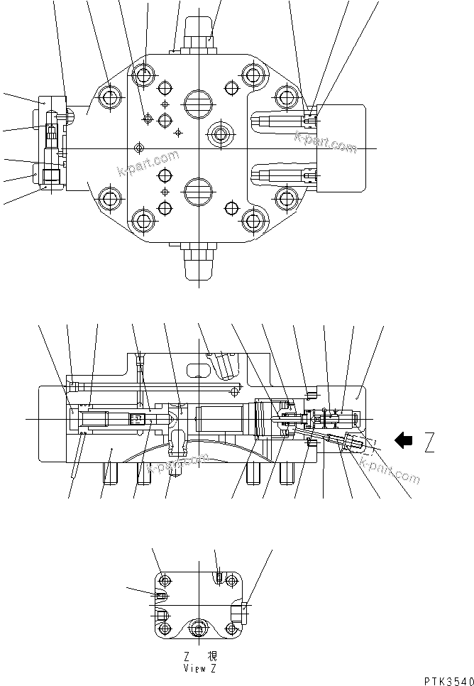 Komatsu parts book diagram for PW150ES-6K S/N K30001-UP: TRAVEL MOTOR ? FRONT (INNER PARTS) (2/2)