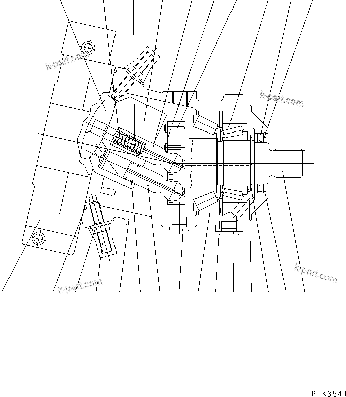 Komatsu parts book diagram for PW150ES-6K S/N K30001-UP: TRAVEL MOTOR ? REAR (INNER PARTS) (1/2) (20 KPH)