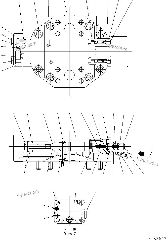 Komatsu parts book diagram for PW150ES-6K S/N K30001-UP: TRAVEL MOTOR ? REAR (INNER PARTS) (2/2) (20 KPH)