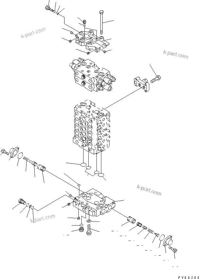 Komatsu parts book diagram for PW150ES-6K S/N K30001-UP: MAIN VALVE (5/12)