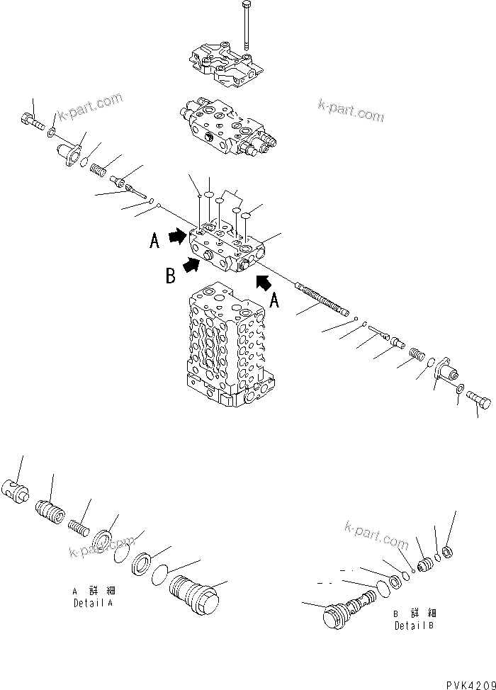 Komatsu parts book diagram for PW150ES-6K S/N K30001-UP: MAIN VALVE (11/12)