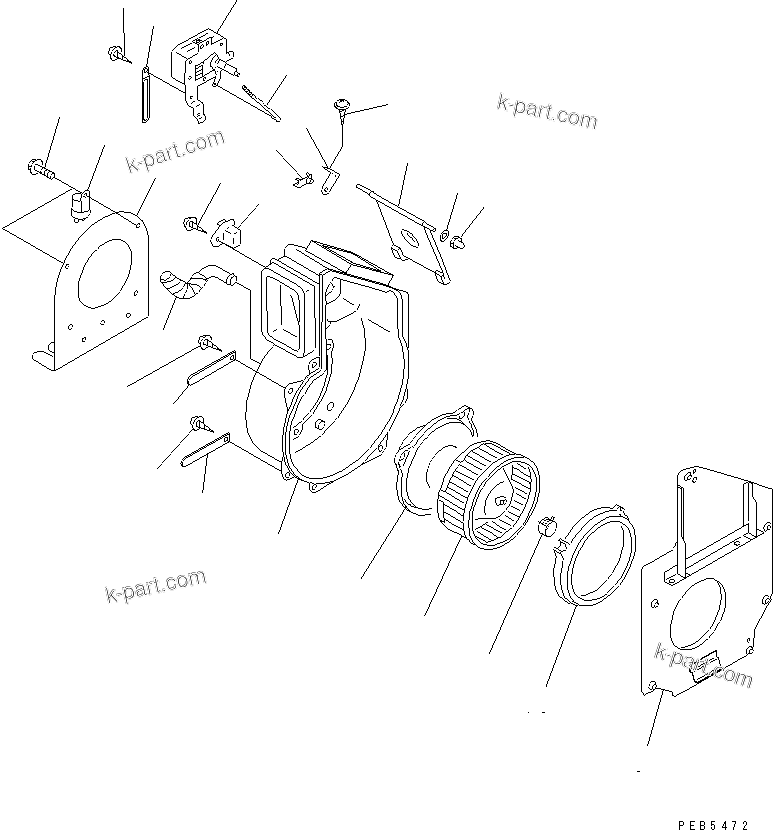 Komatsu parts book diagram for PW150ES-6K S/N K30001-UP: BLOWER ASS'Y (FOR AIR CONDITIONER)(#K30001-K35000)