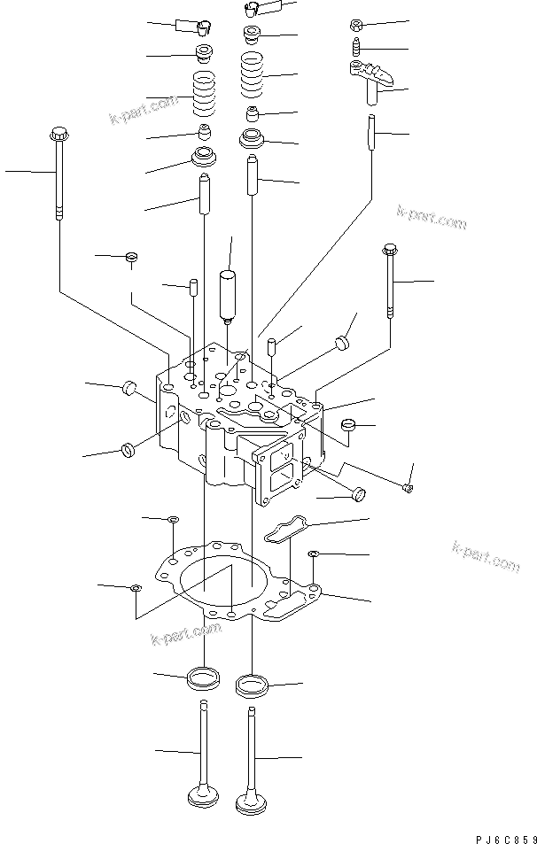 Komatsu parts book diagram for SAA6D125E-3K S/N .-UP: CYLINDER HEAD