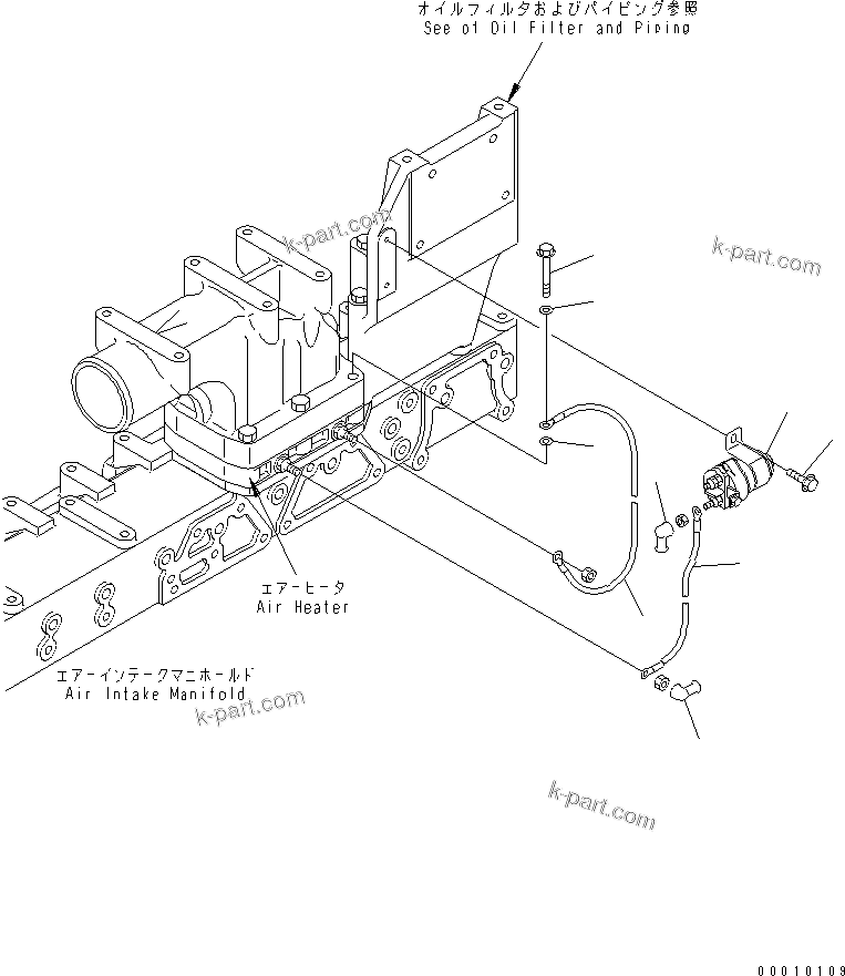 Komatsu parts book diagram for SAA6D125E-3K S/N .-UP: HEATER SWITCH