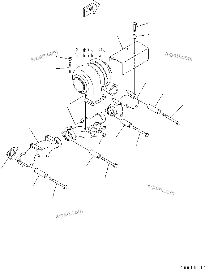 Komatsu parts book diagram for SAA6D125E-3K S/N .-UP: EXHAUST MANIFOLD