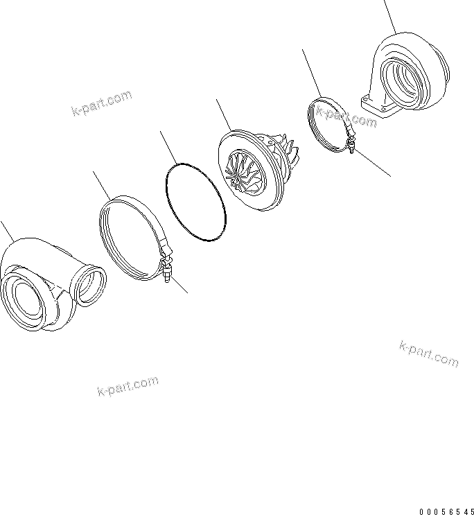 Komatsu parts book diagram for SAA6D125E-3K S/N .-UP: TURBOCHARGER (INNER PARTS)
