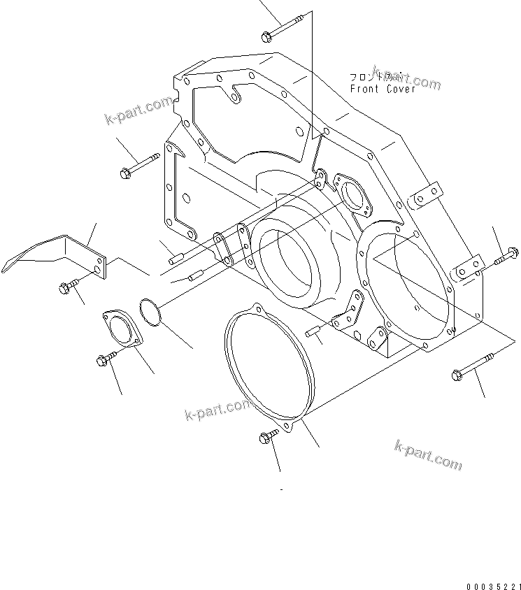 Komatsu parts book diagram for SAA6D125E-3K S/N .-UP: FRONT COVER ACCESSORY