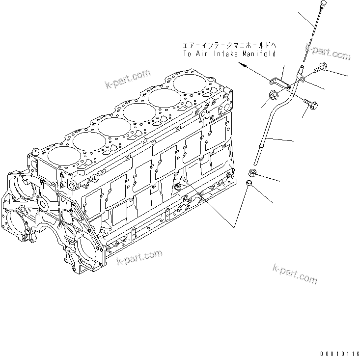 Komatsu parts book diagram for SAA6D125E-3K S/N .-UP: OIL LEVEL GAUGE