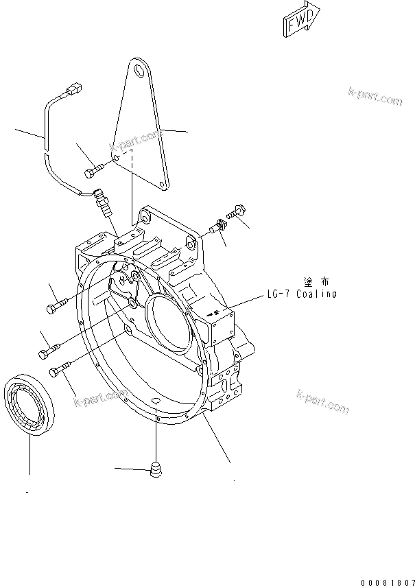 Komatsu parts book diagram for SAA6D125E-3K S/N .-UP: FLYWHEEL HOUSING