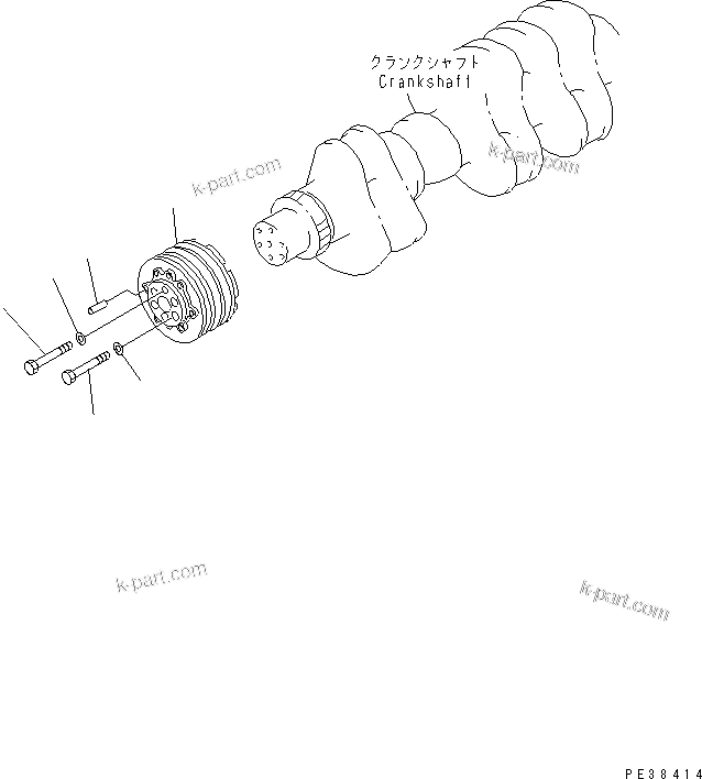 Komatsu parts book diagram for SAA6D125E-3K S/N .-UP: CRANK PULLEY (NON HARDENING)