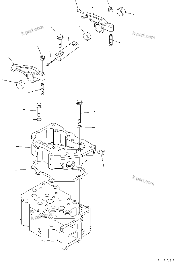 Komatsu parts book diagram for SAA6D125E-3K S/N .-UP: ROCKER ARM AND HOUSING