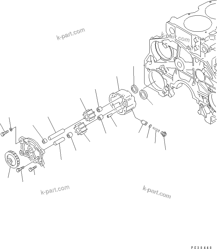 Komatsu parts book diagram for SAA6D125E-3K S/N .-UP: OIL PUMP