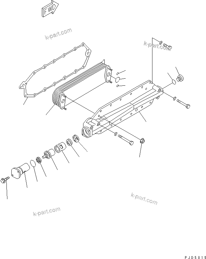 Komatsu parts book diagram for SAA6D125E-3K S/N .-UP: OIL COOLER