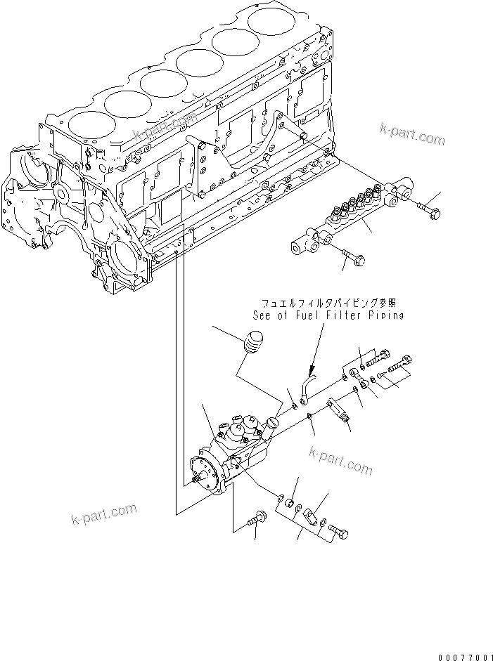 Komatsu parts book diagram for SAA6D125E-3K S/N .-UP: FUEL SUPPLY PUMP AND COMMON RAIL