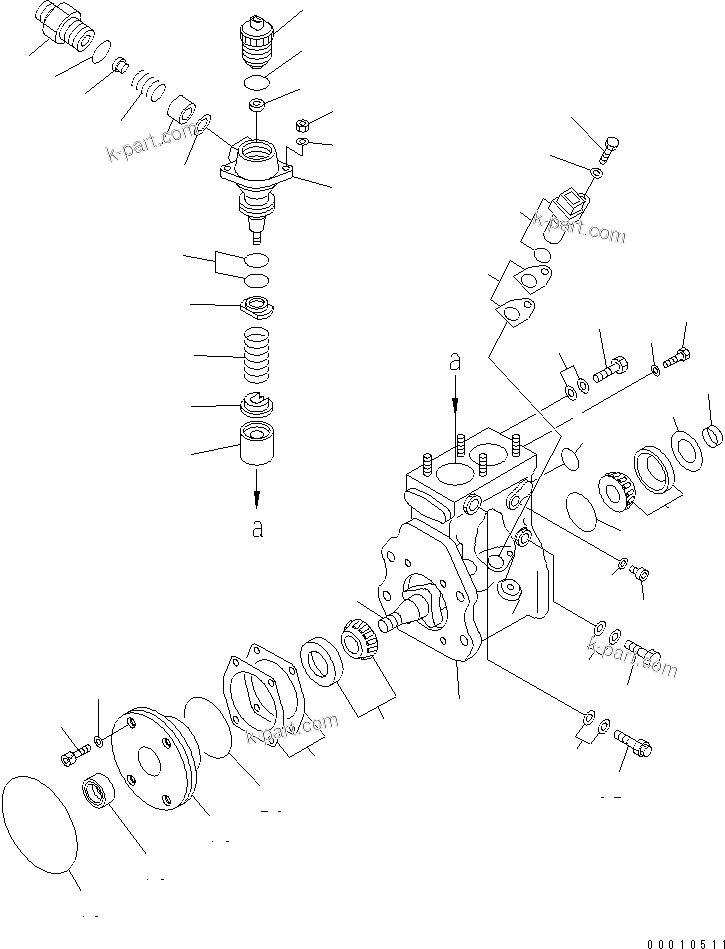 Komatsu parts book diagram for SAA6D125E-3K S/N .-UP: FUEL SUPPLY PUMP (1/2) (PUMP) (INNER PARTS)