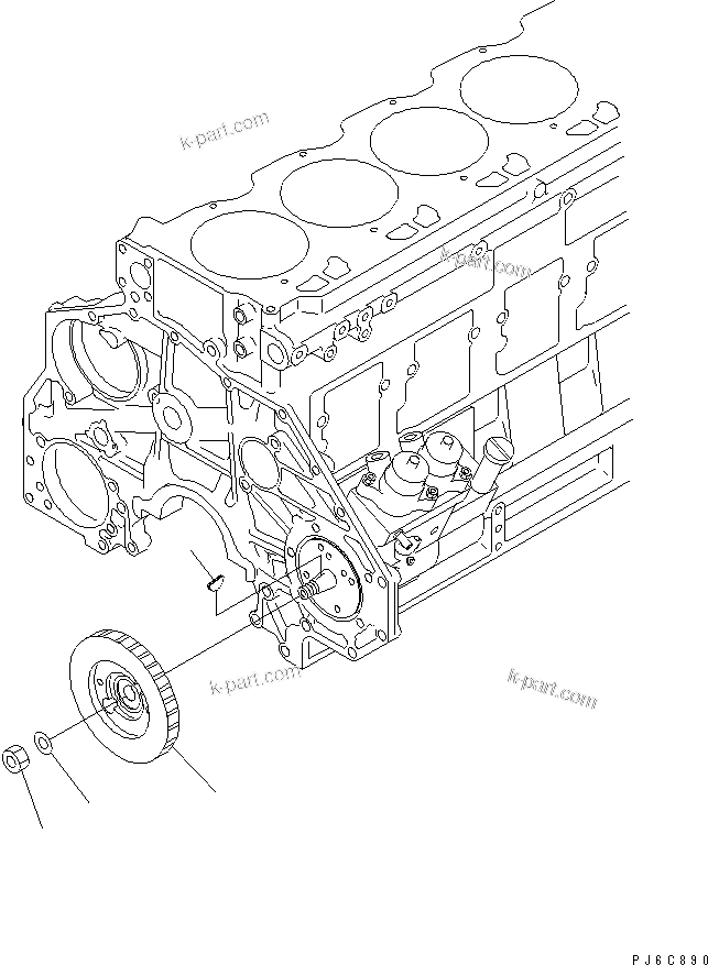 Komatsu parts book diagram for SAA6D125E-3K S/N .-UP: FUEL SUPPLY PUMP DRIVE
