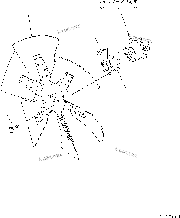 Komatsu parts book diagram for SAA6D125E-3K S/N .-UP: COOLING FAN