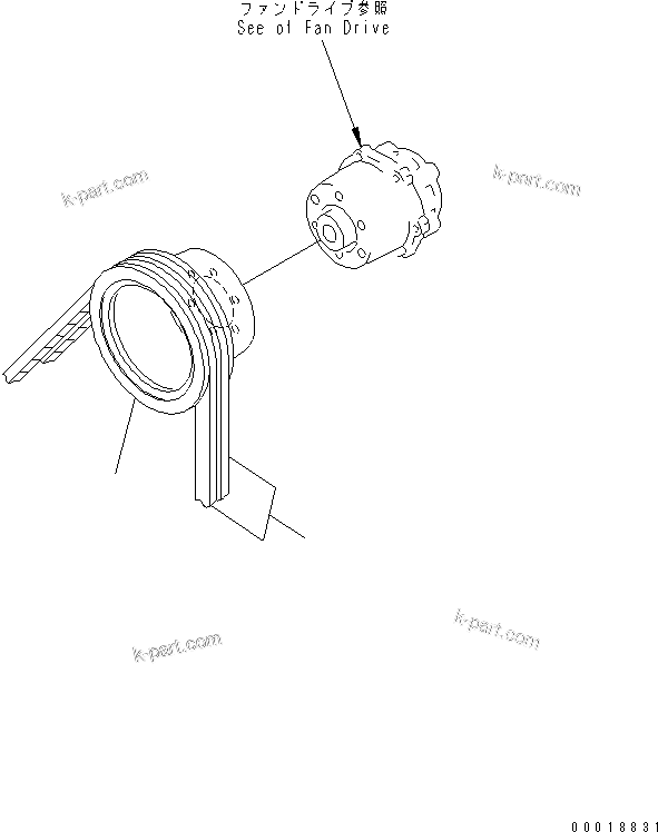 Komatsu parts book diagram for SAA6D125E-3K S/N .-UP: FAN PULLEY