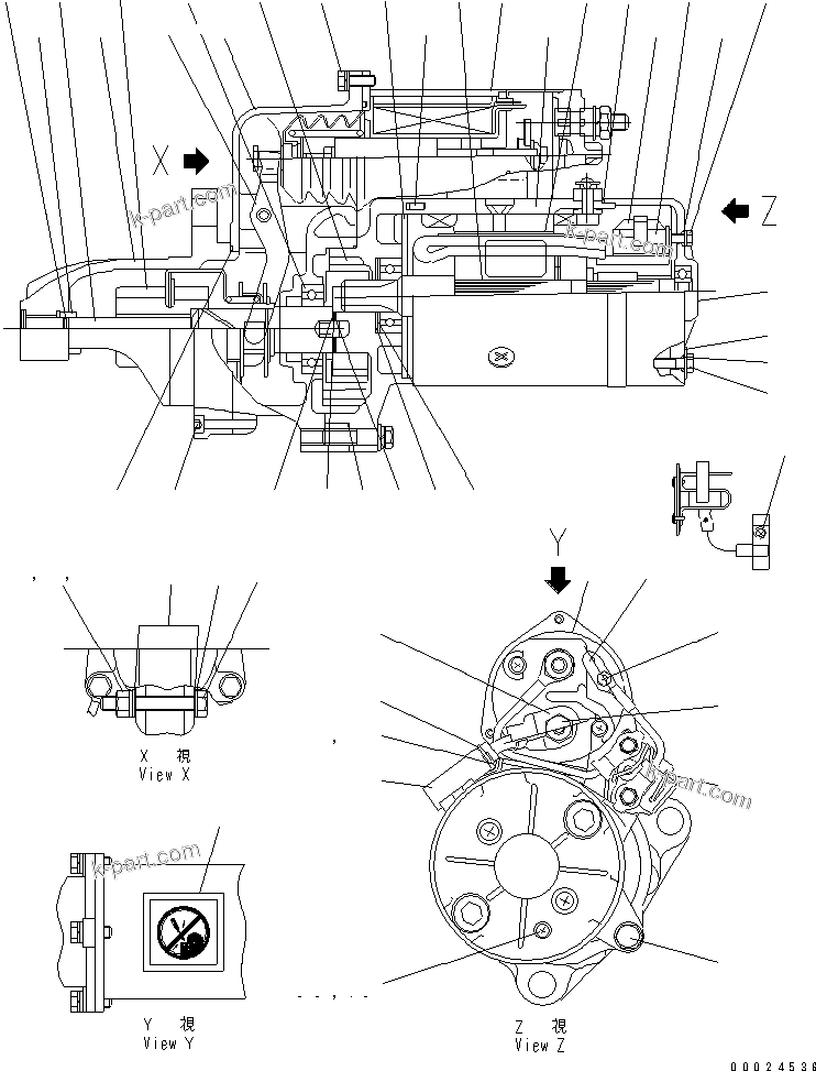 Komatsu parts book diagram for SAA6D125E-3K S/N .-UP: STARTING MOTOR (11KW) (INNER PARTS)