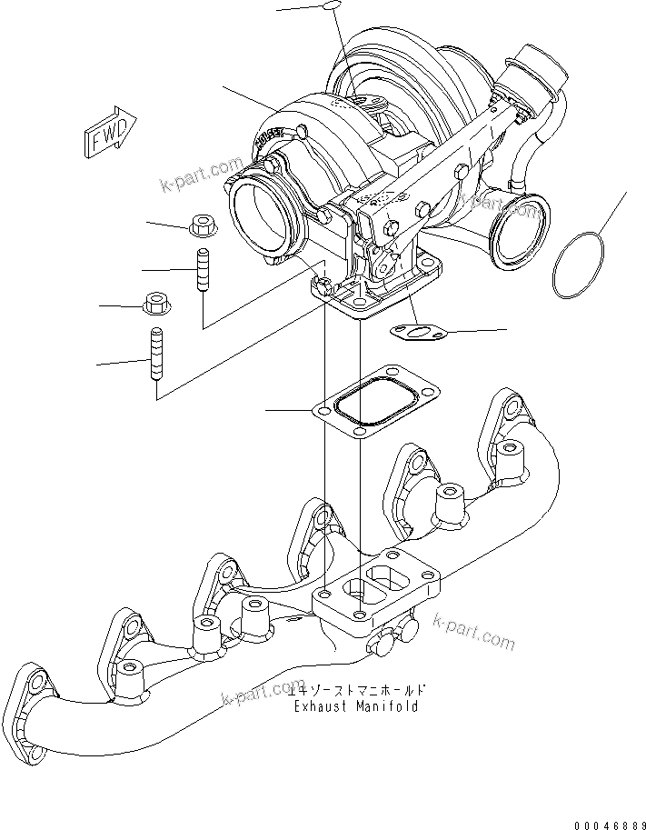 Komatsu parts book diagram for SAA6D107E-1BA S/N .-UP: TURBOCHARGER AND MOUNTING