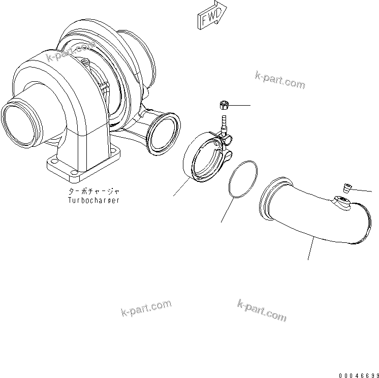 Komatsu parts book diagram for SAA6D107E-1BA S/N .-UP: AIR TRANSFER CONNECTION