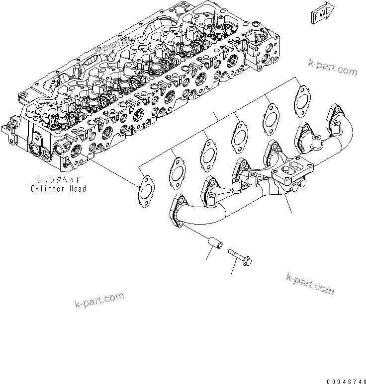 Komatsu parts book diagram for SAA6D107E-1BA S/N .-UP: EXHAUST MANIFOLD