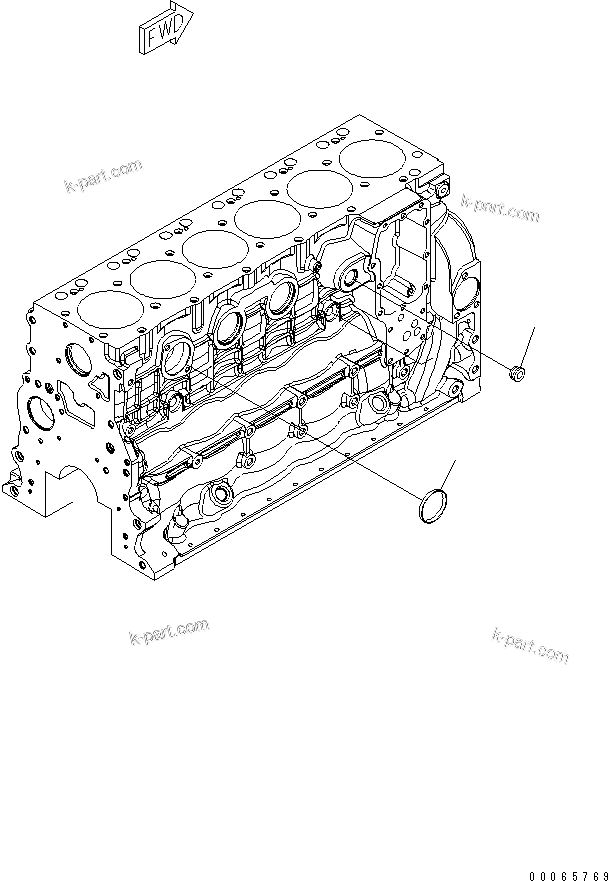 Komatsu parts book diagram for SAA6D107E-1BA S/N .-UP: CYLINDER BLOCK (COOLANT HEATER PORT PLUG)