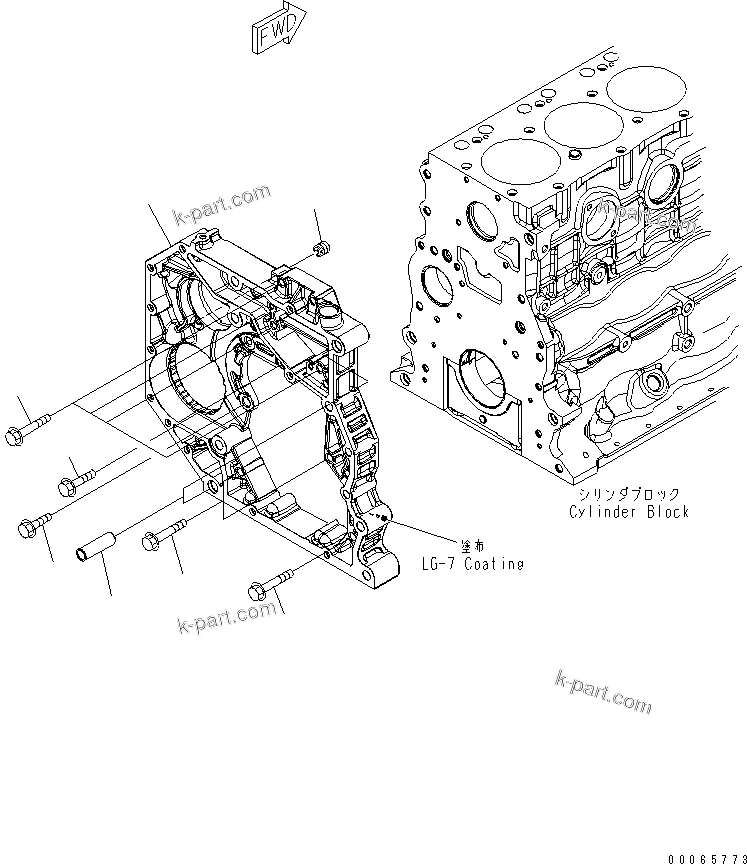 Komatsu parts book diagram for SAA6D107E-1BA S/N .-UP: REAR GEAR HOUSING