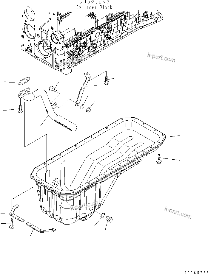 Komatsu parts book diagram for SAA6D107E-1BA S/N .-UP: ENGINE OIL PAN