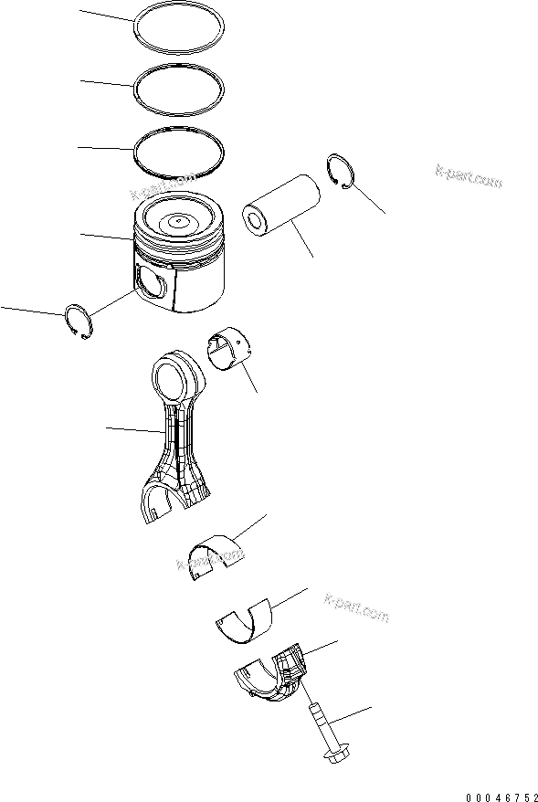 Komatsu parts book diagram for SAA6D107E-1BA S/N .-UP: CONNECTING ROD AND PISTON