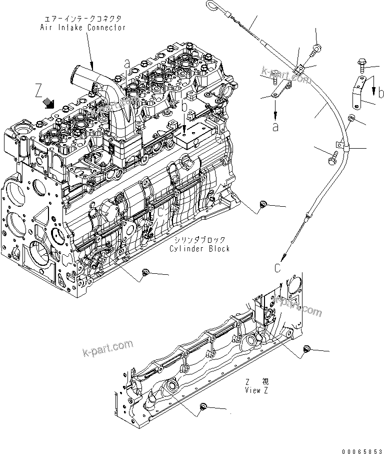 Komatsu parts book diagram for SAA6D107E-1BA S/N .-UP: ENGINE OIL LEVEL GAUGE