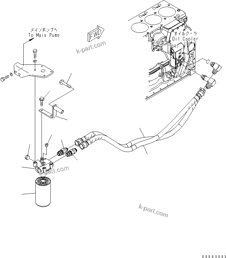 Komatsu parts book diagram for SAA6D107E-1BA S/N .-UP: LUBRICATING OIL FILTER