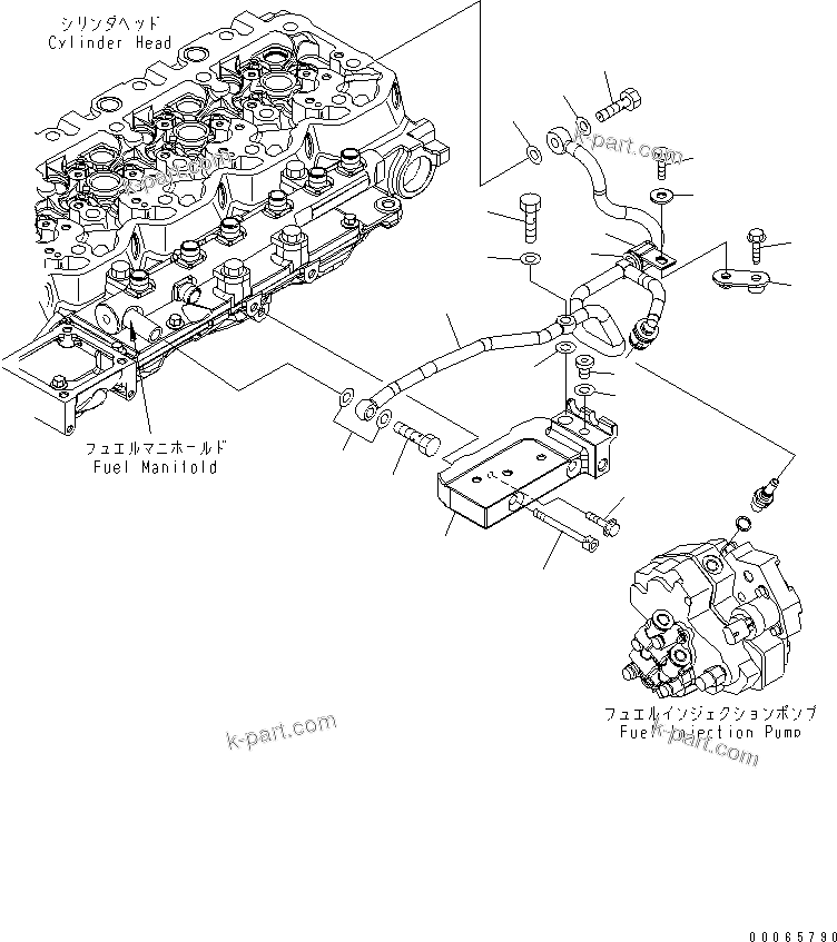 Komatsu parts book diagram for SAA6D107E-1BA S/N .-UP: FUEL PIPING