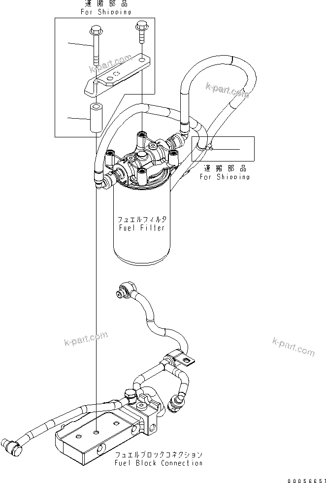 Komatsu parts book diagram for SAA6D107E-1BA S/N .-UP: FUEL FILTER SPACER