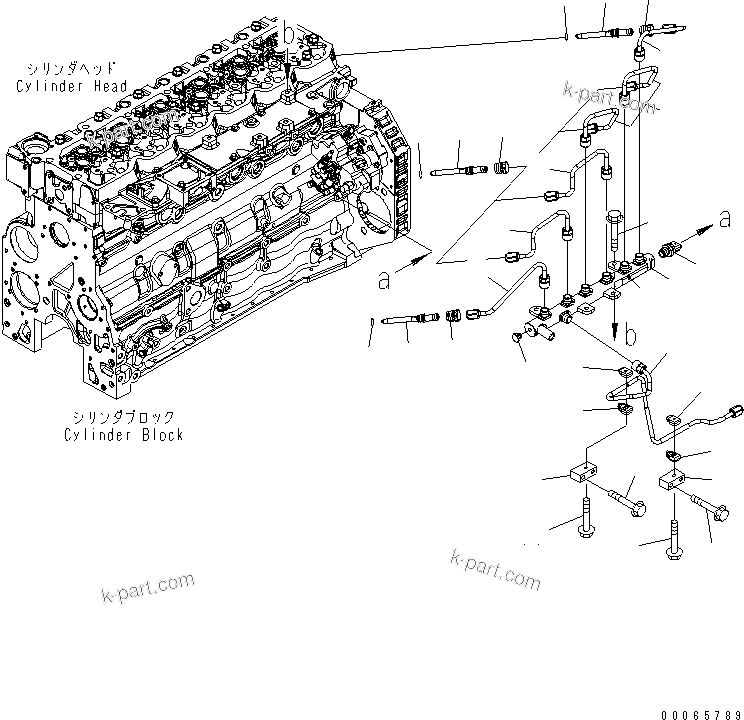 Komatsu parts book diagram for SAA6D107E-1BA S/N .-UP: FUEL INJECTION PIPING