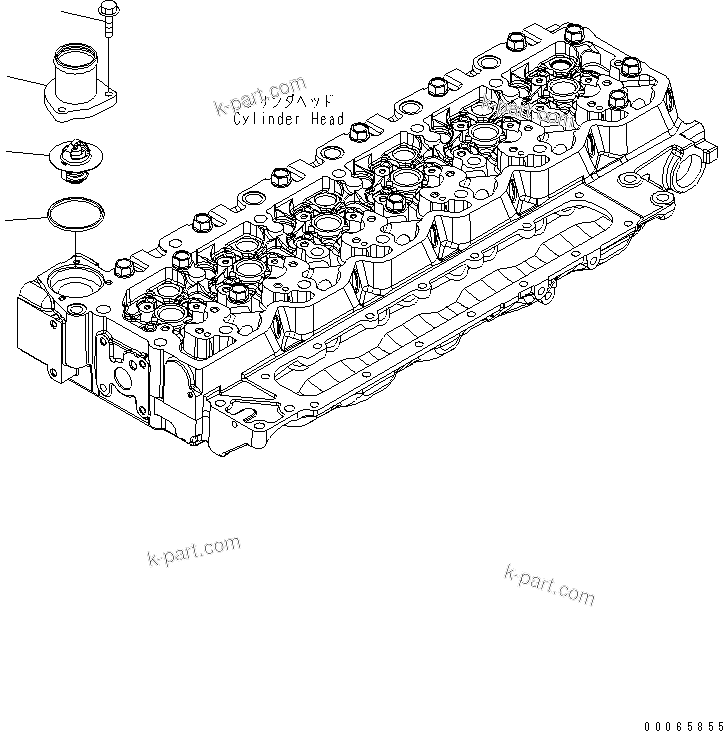 Komatsu parts book diagram for SAA6D107E-1BA S/N .-UP: THERMOSTAT AND COOLANT CONNECTION
