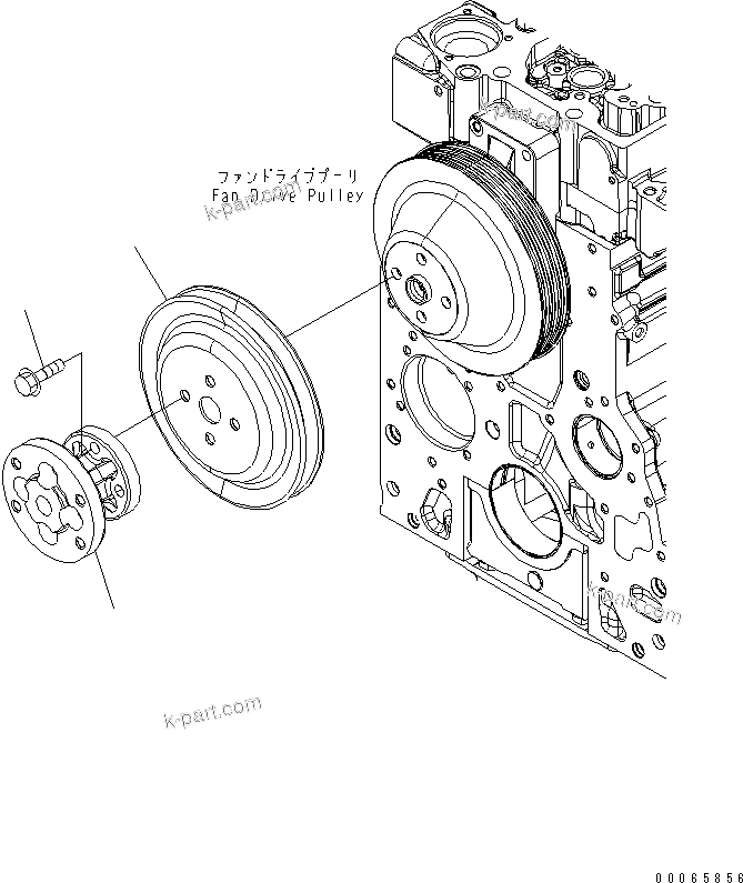 Komatsu parts book diagram for SAA6D107E-1BA S/N .-UP: FAN DRIVE (FOR 183.58MM PULLEY DIA)