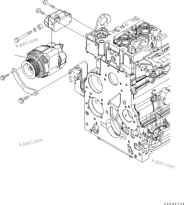 Komatsu parts book diagram for SAA6D107E-1BA S/N .-UP: ALTERNATOR (24V-60 AMP)