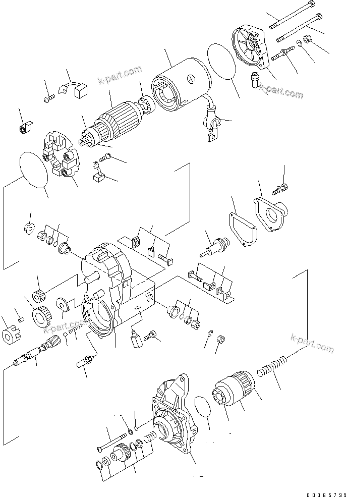 Komatsu parts book diagram for SAA6D107E-1BA S/N .-UP: STARTING MOTOR (24V-7.5KW)