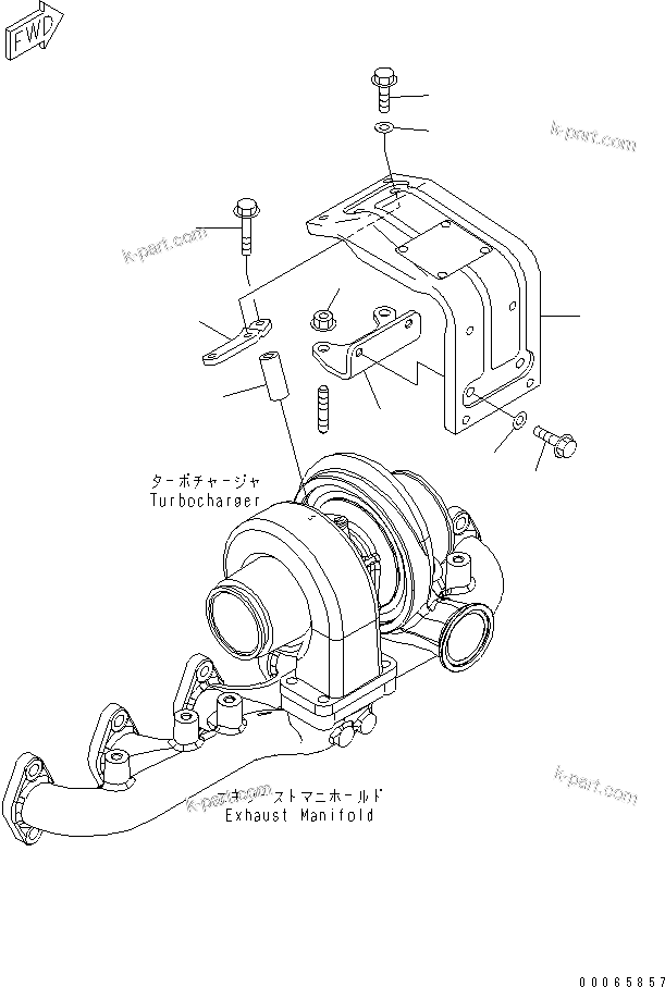 Komatsu parts book diagram for SAA6D107E-1BA S/N .-UP: TURBOCHARGER HEAT SHIELD